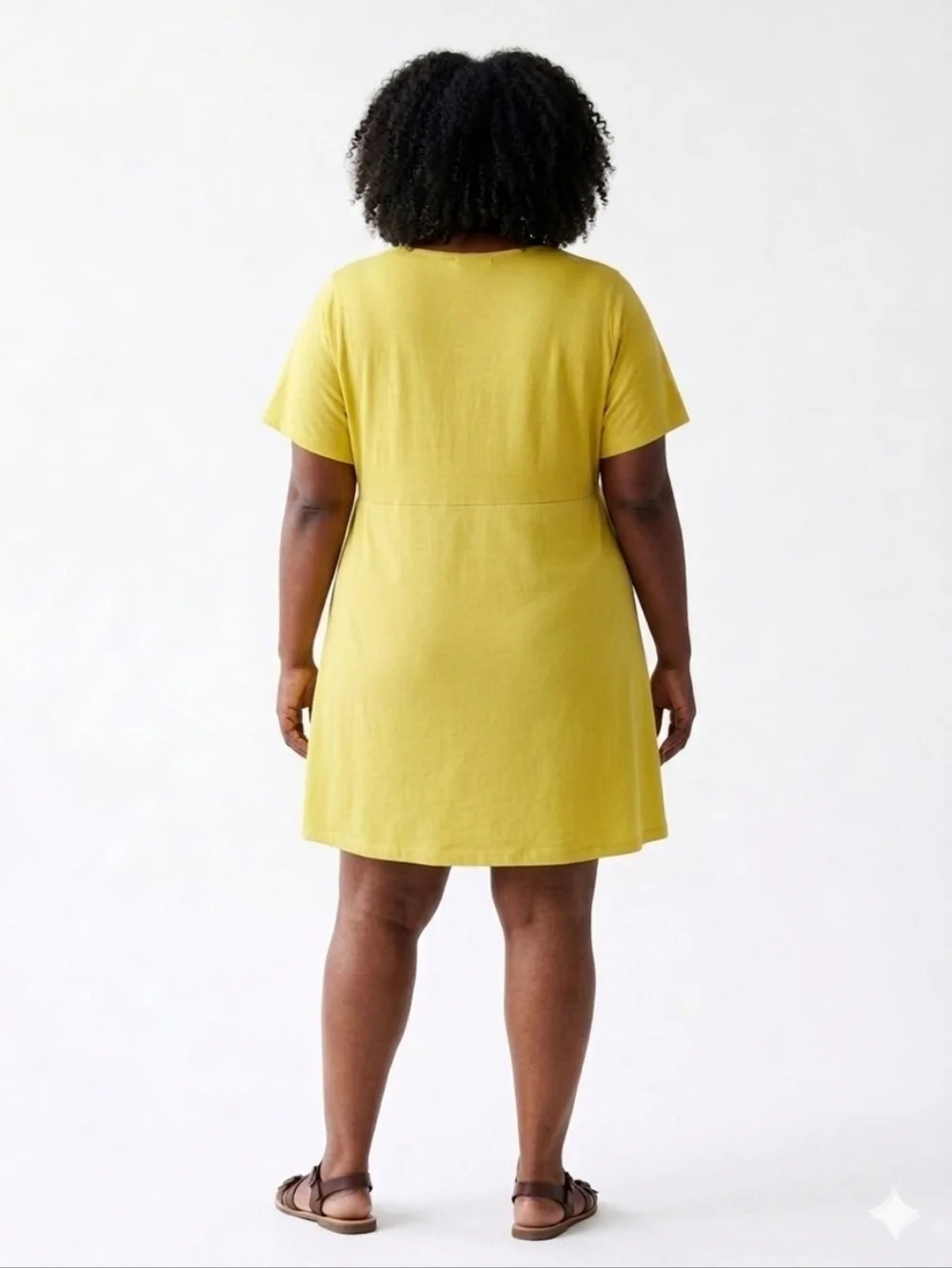 ASOS Plus Size Button-Front V-Neck Dress in Yellow Size 20 - Picture 2 of 3